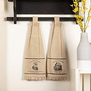 VHC Brands Valley Farms Mill and Rooster Farmhouse Tea Towel Set of 2