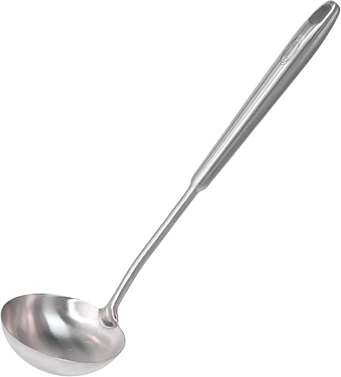 Newness Soup Ladle, [Rustproof, Heat Resistance, Integral Forming] 304 Stainless Steel Soup Spoon with Vacuum Ergonomic Round Handle, 13.7 Inches