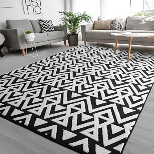 Ompaa Ultra Soft Geometric Rug 4x6 Black