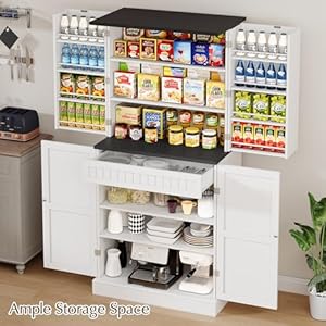 72 Tall Pantry Cabinet 315 W Larger Farmhouse Kitchen Pantry Cabinet with Barn Doors Hidden Drawer and 4 Shelves Wood Versatile Storage Cabinet for Kitchen Dining Room Living Room