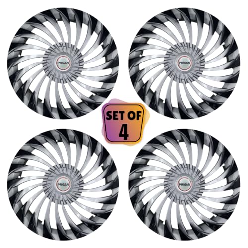 Image of PRIGAN Wheel Cover for Zest 15 Inch Silver Black Wheel Cap (Available in 15 Inch) (Set of 4 Pcs) (Press Fitting) Model- Swing DC-15
