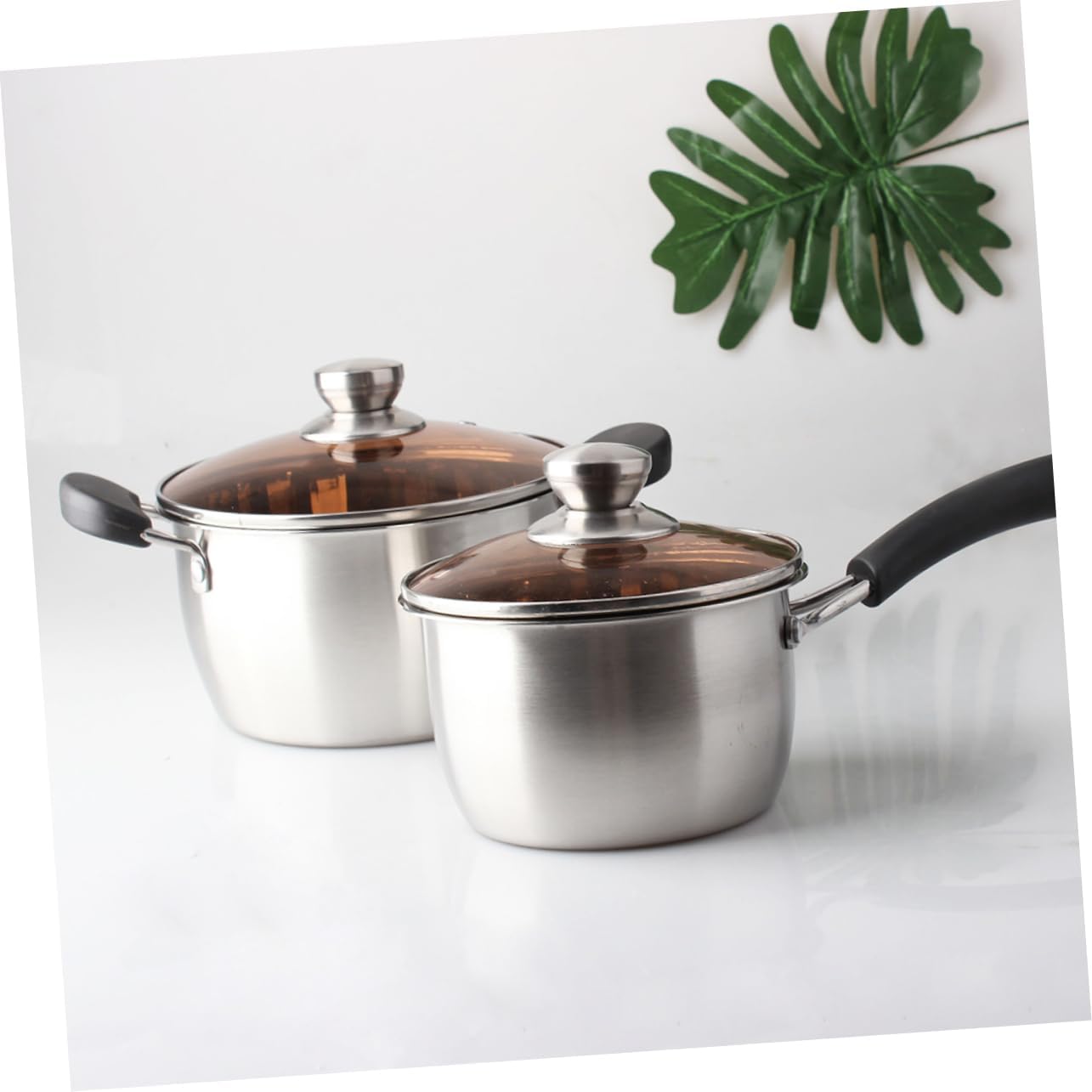 Garneck 16cm Stainless Steel Stockpot with Glass Lid and Steam Hole
