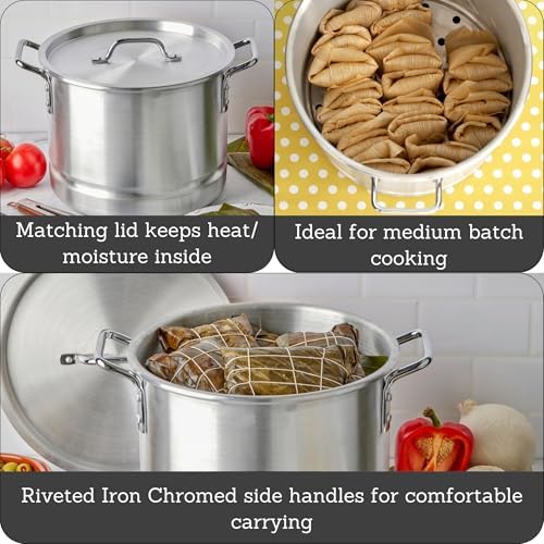 IMUSA 24qt Aluminum Steamer Durable Eco-Friendly Cookware for Kitchen Use