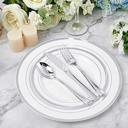 FOCUSLINE 300 Pack Silver Plastic Cutlery Set