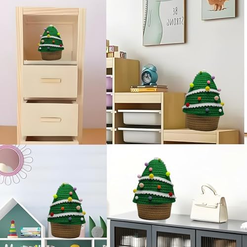 SINGLIN Christmas Tree Woven Basket with Lid and Pom-Poms