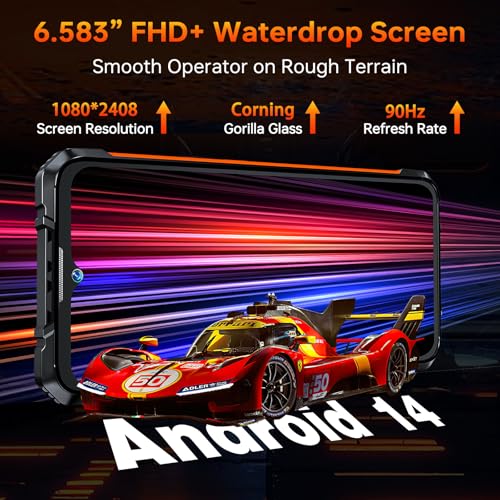 CUBOT Kingkong ACE 3 Outdoor Smartphone Android 14, 24GB RAM+256GB ROM Outdoor Handy Ohne Vertrag, 6.583" FHD+&1.32" Display Wasserdicht Baustellenhandy, 100MP+32MP, 5100mAh(33W), IP68/4G Dual SIM/NFC – Bild 4