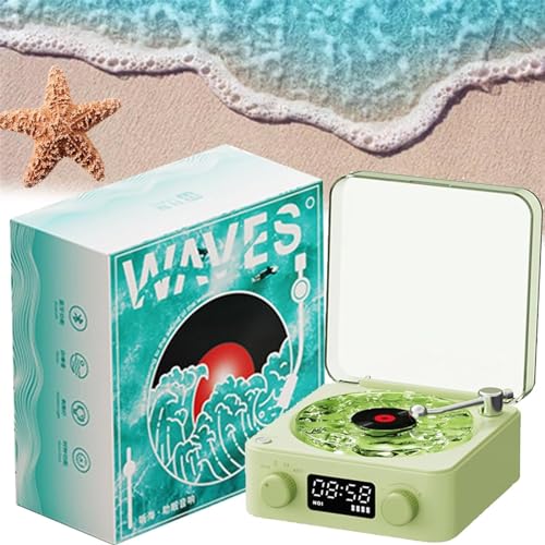 JIALING The Waves Vinyl Player, Waves Vintage Vinyl Record Player Bluetooth Speaker, Waves Retro Vinyl Record Player, Retro Turntable Speaker with 4 Sounds of Nature with RGB Light (Green) - Les Beatles, Paul McCartney, John Lennon, RIngo Starr, George Harrison JIALING The Waves Vinyl Player, Waves Vintage Vinyl Record Player Bluetooth Speaker, Waves Retro Vinyl Record Player, Retro Turntable Speaker with 4 Sounds of Nature with RGB Light (Green)