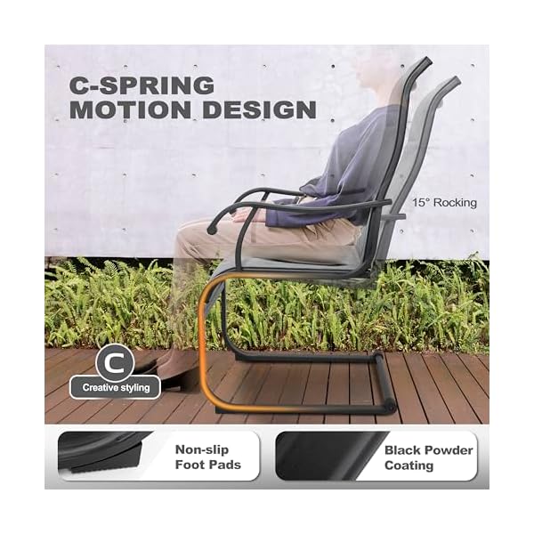   NUU-GARDEN-7-Piece-Outdoor-Dining-Set-6-All-Weather-Padded-Textilene-Patio-Chairs-and-61-Rectangular-Dining-Table-with-177-Umbrella-Hole-for-Garden-Patio-Light-Grey-and-Black