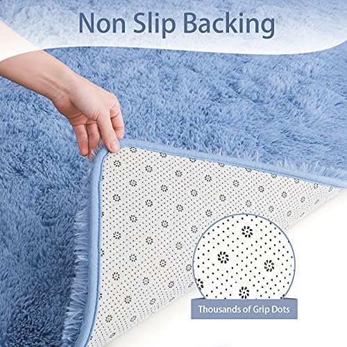 Keeko Fluffy Blue Area Rug 4x53 for Bedroom Kids Room 1