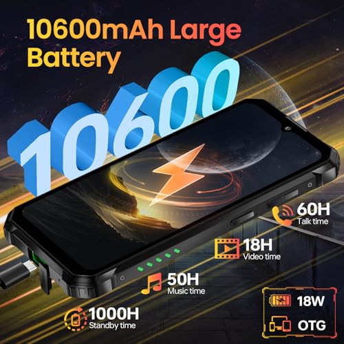 OUKITEL WP28E Outdoor Smartphone Android 14-10600mAh Outdoor Handy Ohne Vertrag, 8GB +64GB/1TB, 6,52" Smartphone mit 13MP Kamera, IP68 Wasserdicht, Dual 4G SIM Baustellenhandy/NFC/GPS/OTG/BT5.0-Grün – Bild 3