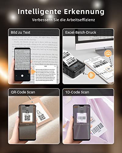Phomemo M120 Etikettendrucker mit 3 Rollen Etikettenpapier, Bluetooth Thermo Beschriftungsgerät,Tragbare Monochrom Etikettiergerät für kleine Unternehmen, Heimetiketten, for iOS & Android – Bild 5