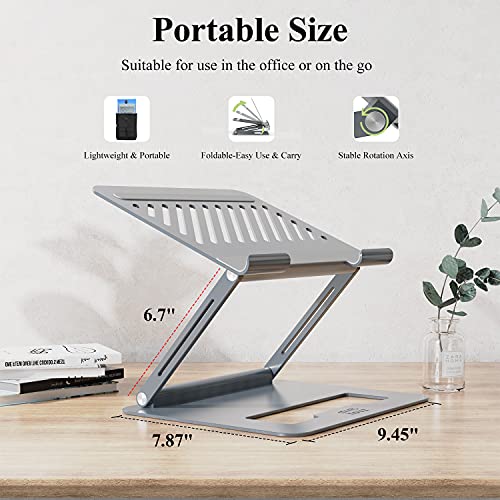 Minthouz Laptop Ständer, Winkel Einstellbar Notebook Ständer, Aluminium Faltbar Laptop Halterung Kompatibel mit MacBook Air Pro Dell XPS Lenovo HP Mehr 10"-17" Laptops – Bild 4