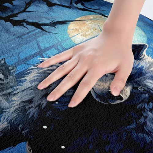 Feelyou 3D Print Wolf Bath Mat 20x32 Inch Non Slip