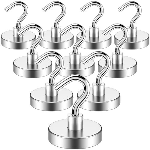 Heavy Duty Magnetic Hooks 80 Lbs Silver Pack of 10