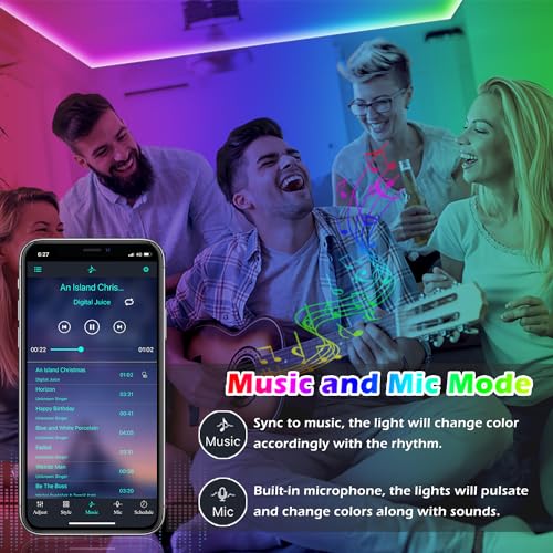 Image of LETIANPAI Led Strip Lights,82Ft /25 meters Long Smart Led Light Strips Music Sync 5050 Rgb Color Changing Rope Lights,Bluetooth App /Ir Remote /Switch Box Control Led Lights