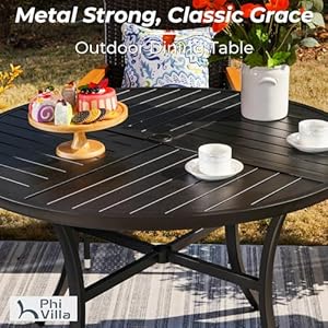 Phivilla5piecespatiodiningsetwith10ftpatioumbrellametalpatiocircletableoutdoorstackablewroughtironchairsetof442largerounddiningtable3tierventeddarkblueumbrella  Urban Country Home Decor Phi villa 5 pieces patio dining set with 10ft patio umbrella metal patio circle table outdoor stackable wrought iron chair set of 4 42 large round dining table3 tier vented dark blue umbrella  urban country home decor