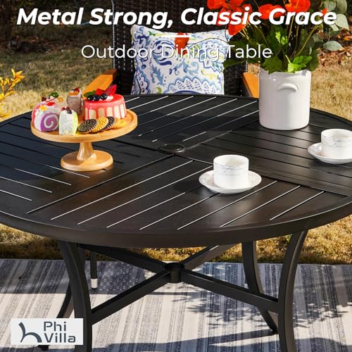 Phivilla5piecespatiodiningsetwith10ftpatioumbrellametalpatiocircletableoutdoorstackablewroughtironchairsetof442largerounddiningtable3tierventeddarkblueumbrella  Urban Country Home Decor Phi villa 5 pieces patio dining set with 10ft patio umbrella metal patio circle table outdoor stackable wrought iron chair set of 4 42 large round dining table3 tier vented dark blue umbrella  urban country home decor