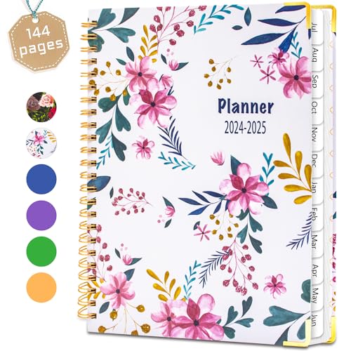 BLESWIN 2024 Diary A5 Week to View, 12 Months Monthly Planner, JUL 2024-JUN 2025, Weekly Diary Organizer Planner, Weekly Planner Spiral Bound with Inner Pocket