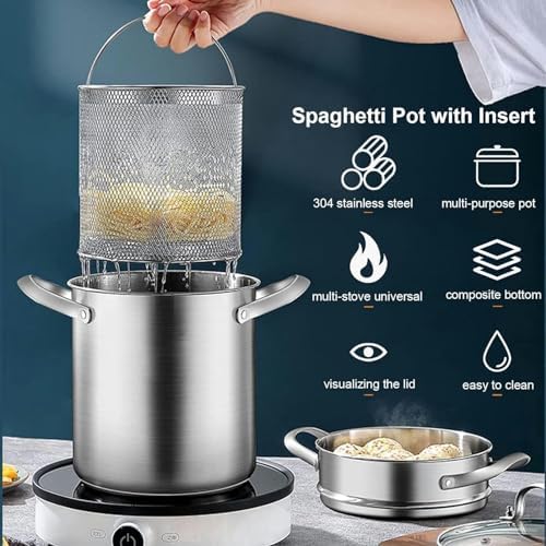 Stainless Steel Pasta Pot with Glass Lid Set