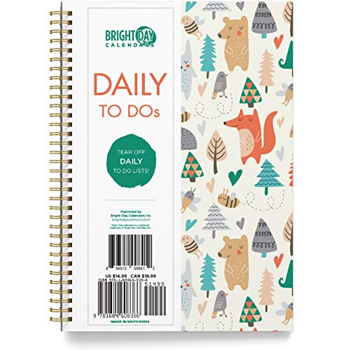 To Do List Daily Task Checklist Planner Time Management Notebook by Bright Day Non Dated Flex Cover Spiral Organizer 8.25 x 6.25 (Critters)