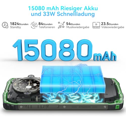 Blackview BV9300 Pro(24GB+256GB) Outdoor Handy 100LM Taschenlampe, 15080mAh 33W, 6.7'' FHD+ 120Hz 1.32'' Zurück Dsiplay Outdoor Smartphone Ohne Vertrag, 64MP+32MP Smart ISO-Kamera,NFC/GPS/IP69K – Bild 5