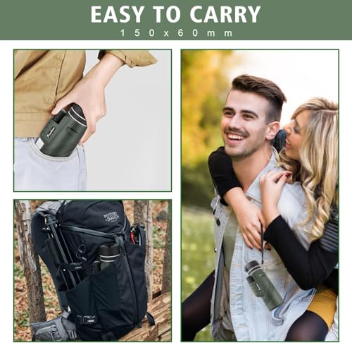 Pankoo 40X60 Monokular Teleskop mit Smartphone Halter Stativ, 2024 Power Prisma Kompakte Monokulare Monokulare für Erwachsene HD Monokular Scope für Vogelbeobachtung Wandern Konzert Reisen – Bild 5