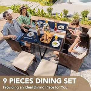   Devoko-9-Pieces-Patio-Dining-Sets-Outdoor-Space-Saving-Rattan-Chairs-with-Glass-Table-Patio-Furniture-Sets-Cushioned-Seating-and-Back-Sectional-Conversation-Set-Beige