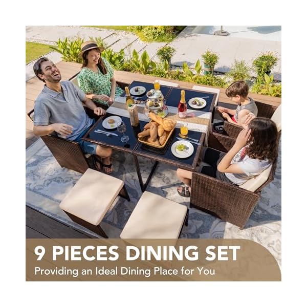   Devoko-9-Pieces-Patio-Dining-Sets-Outdoor-Space-Saving-Rattan-Chairs-with-Glass-Table-Patio-Furniture-Sets-Cushioned-Seating-and-Back-Sectional-Conversation-Set-Beige