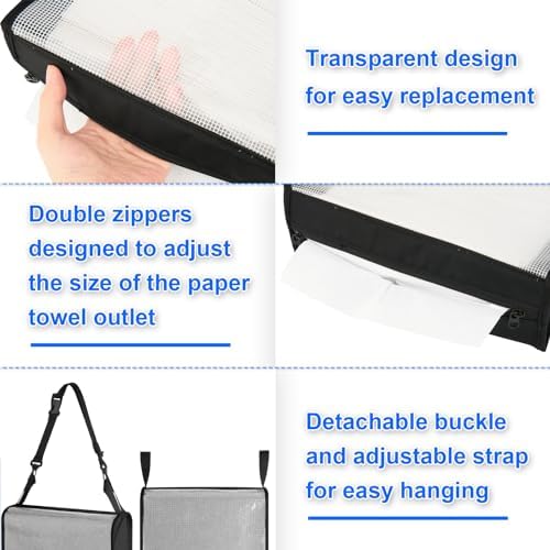 Hanging Camping Paper Towel Holder with Adjustable Strap