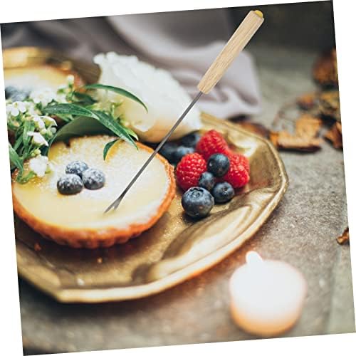 2pcs Oak Handle Fondue Fork Set for Cheese and Fruit