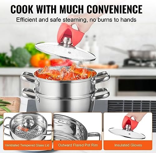 3QT Stainless Steel Steamer Pot for Kitchen Use