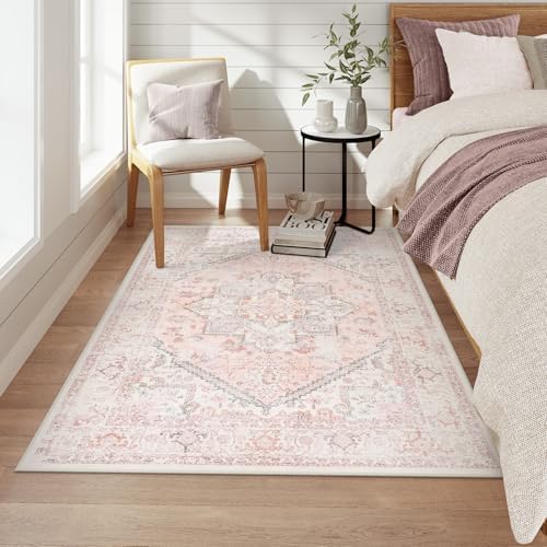 LIVEBOX Area Rug Pink 4x6 Oriental Floral