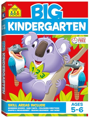 School Zone Big Kindergarten Workbook: 320 Pages, Ages 5 to 6, Early Reading, Early Math, Writing, Numbers 0-20, Alphabet, Sight Words, Matching, Story Order, and More