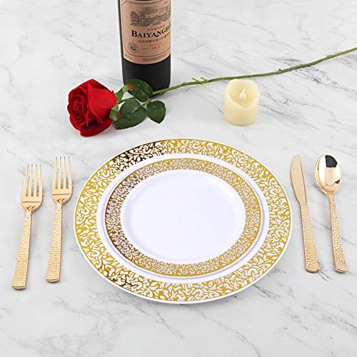 Sequential 360pc Plastic Gold Silverware Set for Birthday Parties Weddings More
