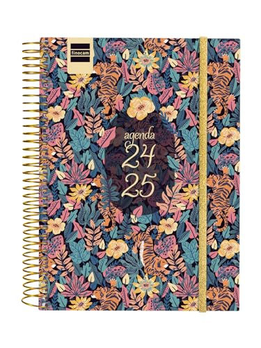 Finocam Agenda secondaire 2024/2025 1 jour par page Septembre 2024 à juin 2025 (année scolaire) + juillet et août résumés Tiger Catalan