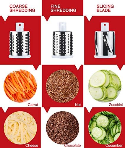 Rotary Cheese Grater with 3 Blade Set Stainless Steel Durable Effective