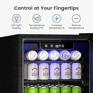2.6 Cu.Ft Beverage Refrigerator Cooler - 95 Can Mini Fridge Glass Door for Soda Beer Wine, Small Refrigerator for Bedroom Office Home Bar, 3 Adjustable Shelves, Black 26 CuFt Beverage Refrigerator Cooler 95 Can Mini Fridge Glass Door for Soda Beer Wine Small Refrigerator for Bedroom Office Home Bar 3 Adjustable Shelves Black