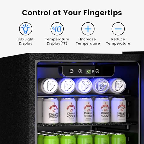 26-CuFt-Beverage-Refrigerator-Cooler-95-Can-Mini-Fridge-Glass-Door-for-Soda-Beer-Wine-Small-Refrigerator-for-Bedroom-Office-Home-Bar-3-Adjustable-Shelves-Black 26 CuFt Beverage Refrigerator Cooler 95 Can Mini Fridge Glass Door for Soda Beer Wine Small Refrigerator for Bedroom Office Home Bar 3 Adjustable Shelves Black