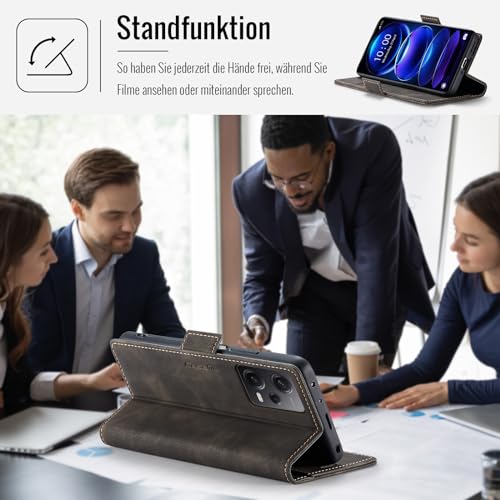 XYGLOW Premium PU Lederhülle Klapphülle für Xiaomi Redmi Note 12 Pro 5G/Xiaomi Poco X5 Pro 5G, Coffee, RFID Schutz, Kartenfach, Standfunktion, Flip Case – Bild 4
