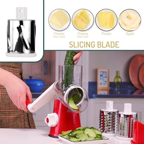 Maxceysen Rotary Cheese Grater with Handle Soft Safe Food Grater
