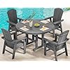 Serwall5piecepatiodiningsetshdpeoutdoortableandchairsfurnitureset45rounddiningtableand4adirondackdiningchairgray  Urban Country Home Decor Serwall 5 piece patio dining sets hdpe outdoor table and chairs furniture set 45 round dining table and 4 adirondack dining chair gray  urban country home decor