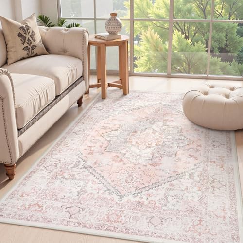 LIVEBOX Area Rug Pink 4x6 Oriental Floral