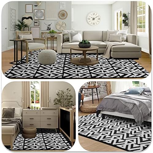 Ompaa Ultra Soft Geometric Rug 4x6 Black