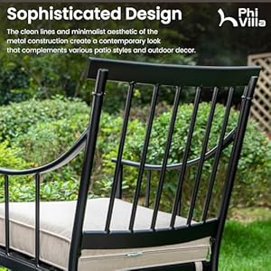   PHI-VILLA-Outdoor-Patio-Dining-Set-of-7-Metal-Furniture-Set-6-Swivel-Chairs-Blue-Cusiton-with-1-Rectangular-Umbrella-Table-for-Patio-Lawn-Garden