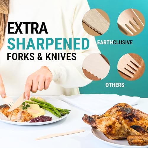 Eco-Friendly Disposable Wooden Cutlery Set 300 Pieces Reusable Compostable Kitchen Essentials