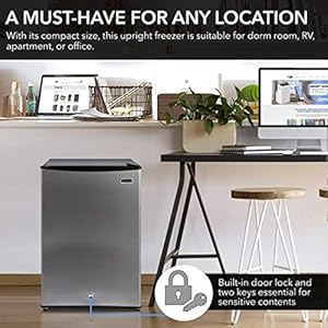  Whynter-CUF-210SS-Mini-21-Cubic-Foot-Energy-Star-Rated-Small-Upright-Freezer-with-Lock-Stainless-Steel-Black