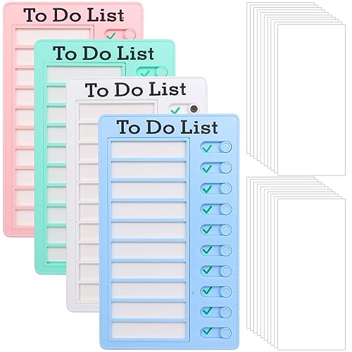 ZOCONE 4 Pcs Chores Chart for Kids to Do List Checklist Board with 20 Blank Paper, Detachable Reusable Chore Chart for Adults Kids 4 Color Daily Schedule Memo Checklist for Home Office Travel