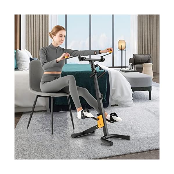 GYMAX Pedal Exerciser for Seniors, Hand Arm Leg and Knee Pedal Exercise Bike with Adjustable Handgrip, Resistance and Height for Total Body, Home Folding Adjustable Rehab Fitness Equipment for Elderly - Image 3