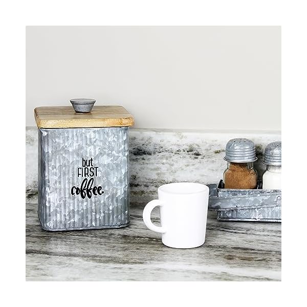   AuldHome-Design-Farmhouse-Galvanized-Canisters-Set-of-3-Storage-Containers-for-Coffee-Tea-and-Sugar-in-Galvanized-Iron-and-Wood-Design