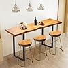   Bar-TableBar-Height-Pub-Table-with-Sturdy-Metal-FrameNarrow-High-Top-TableRectangular-High-Top-Kitchen-Dining-Counter-Tables-for-Bar-PubDining-RoomSmall-SpaceNarrow-Space-Wood